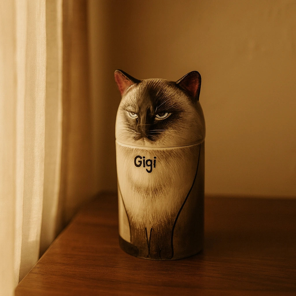 Handcrafted Cat Cremation Urn – Customizable with Name