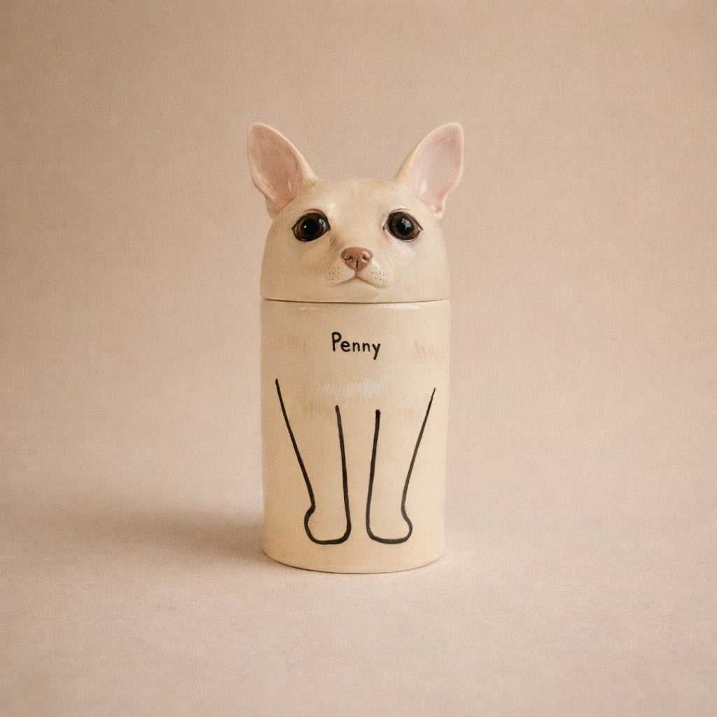 Handcrafted pet urn for dog ashes