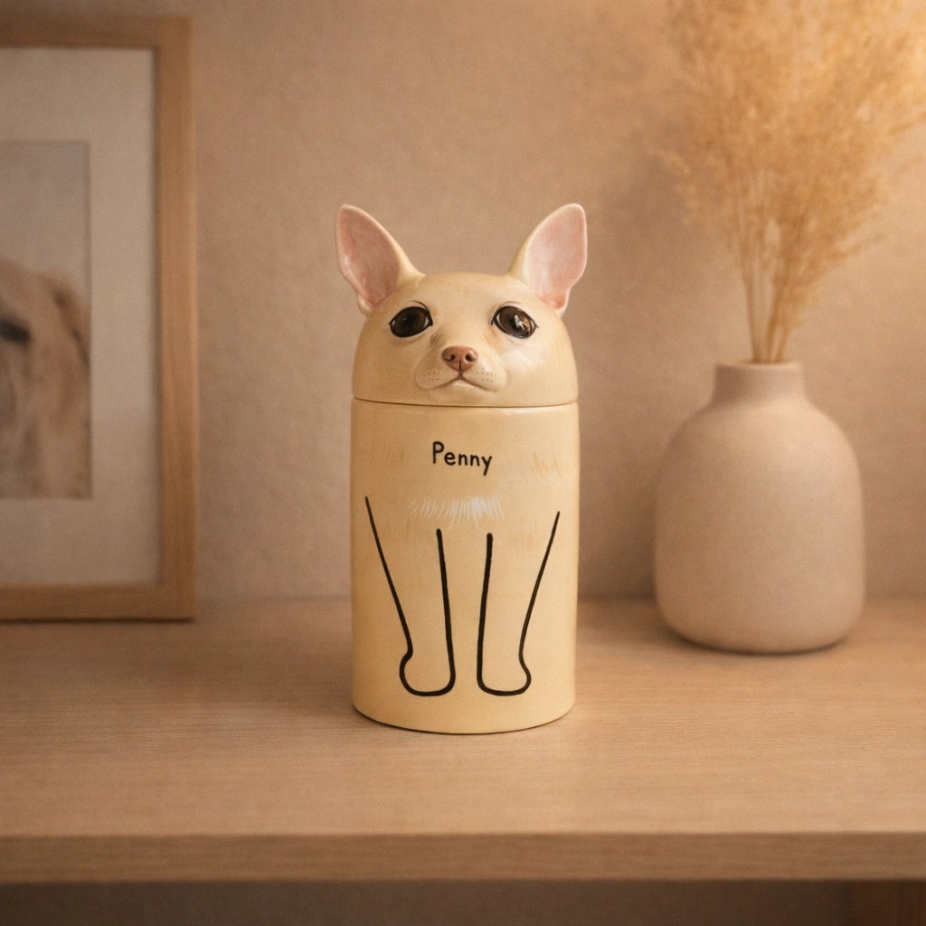 Custom dog urn for ashes, personalized handmade pet memorial, ceramic pet cremation urn, dog remembrance gift
