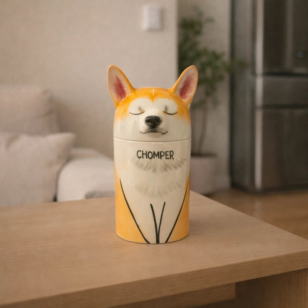 Custom dog urn handmade ceramic, personalized pet urn for ashes, pet memorial keepsake