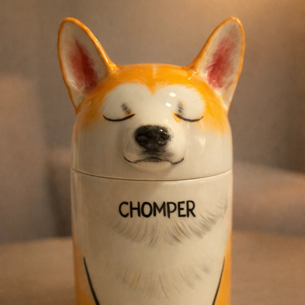 Personalized dog urn, handmade ceramic pet cremation urn with custom name, pet memorial keepsake