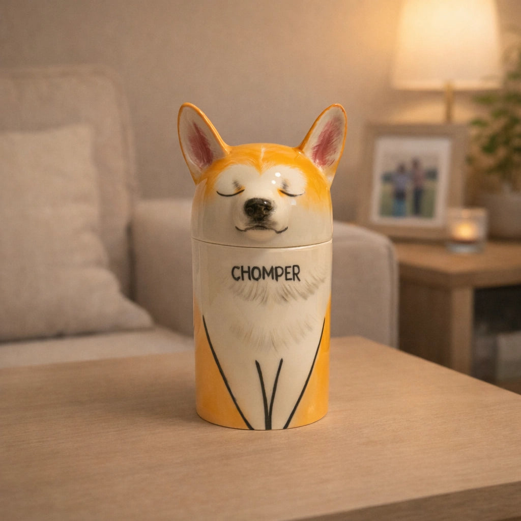 Custom dog urn handmade ceramic, personalized pet urn for ashes, unique pet memorial keepsake