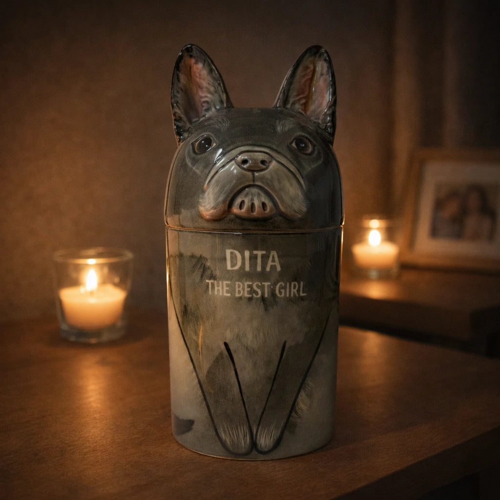 custom pet memorial urn gray ceramic finish