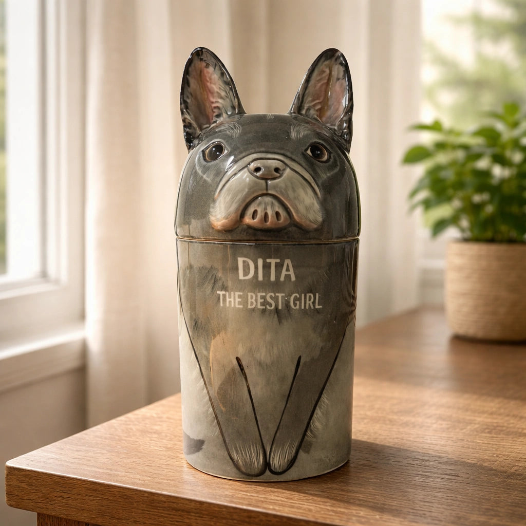 handmade dog cremation urn neutral interior