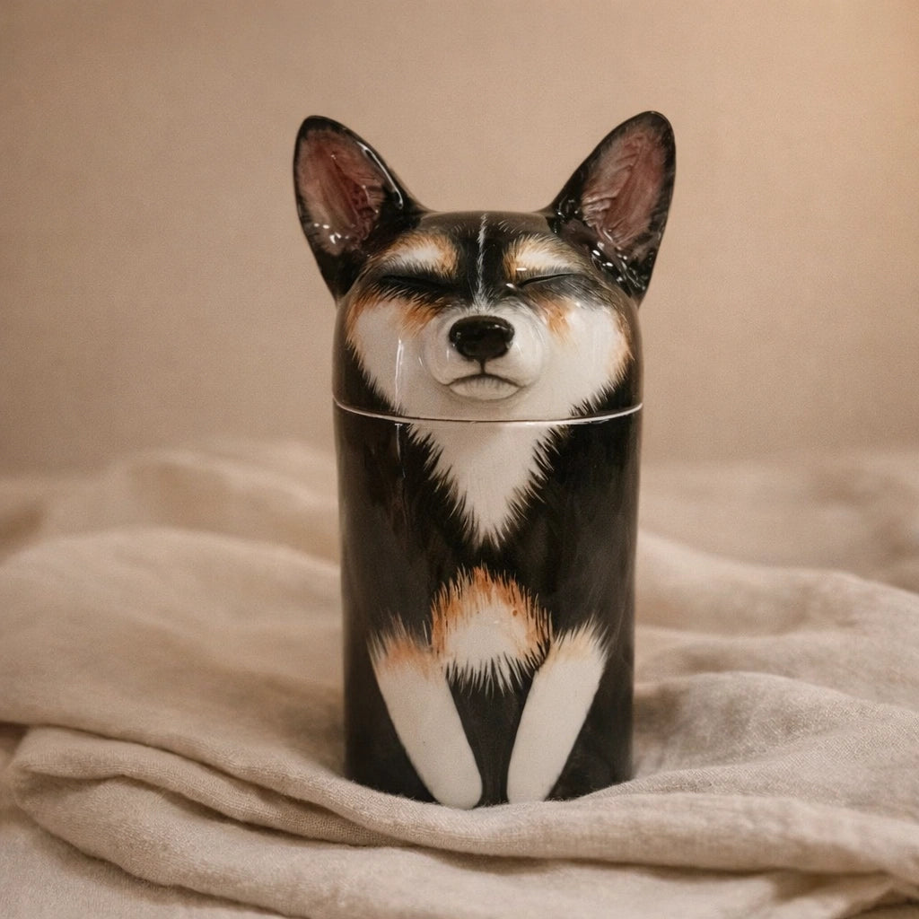 Personalized dog cremation urn for pet memorial