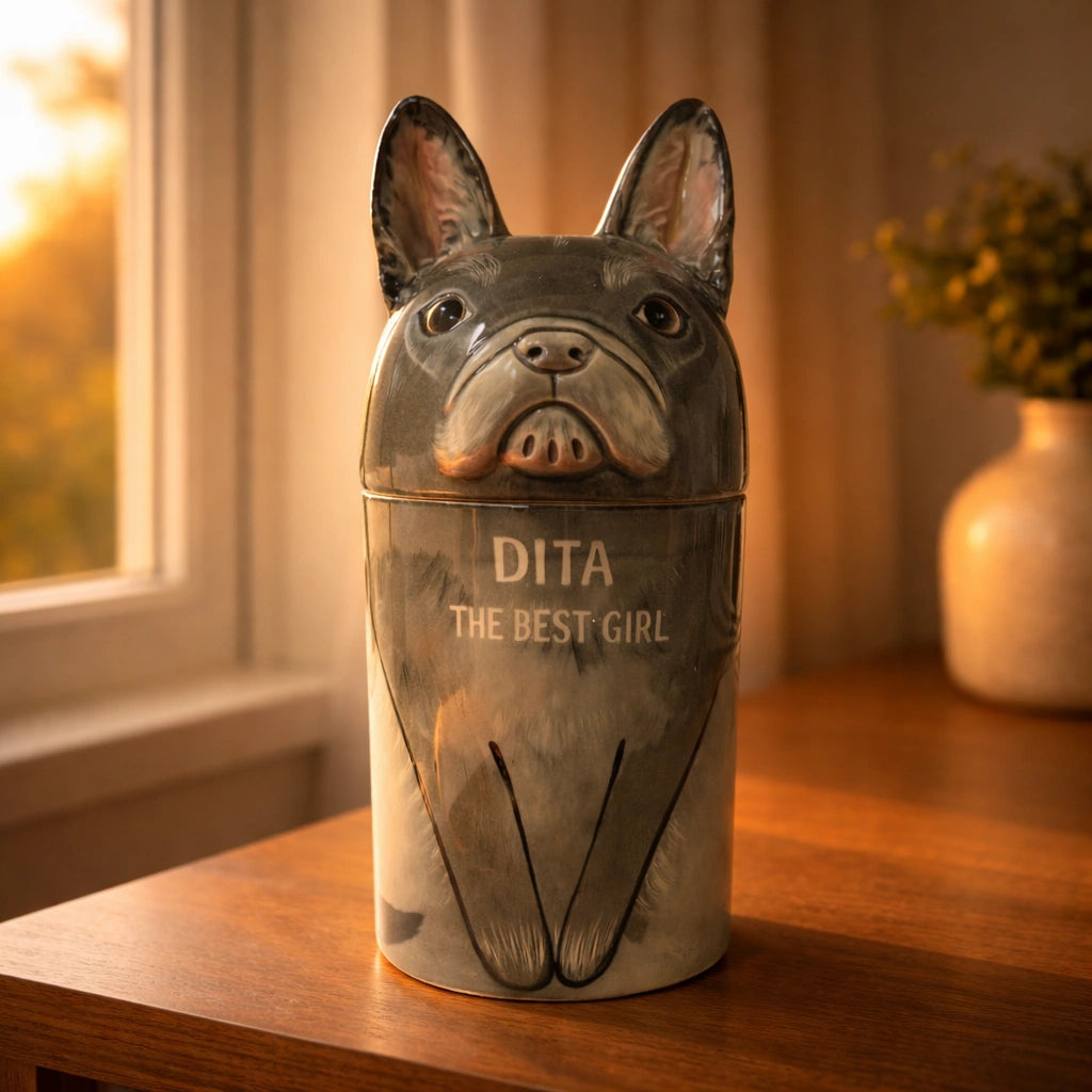 custom dog urn personalized from pet photo