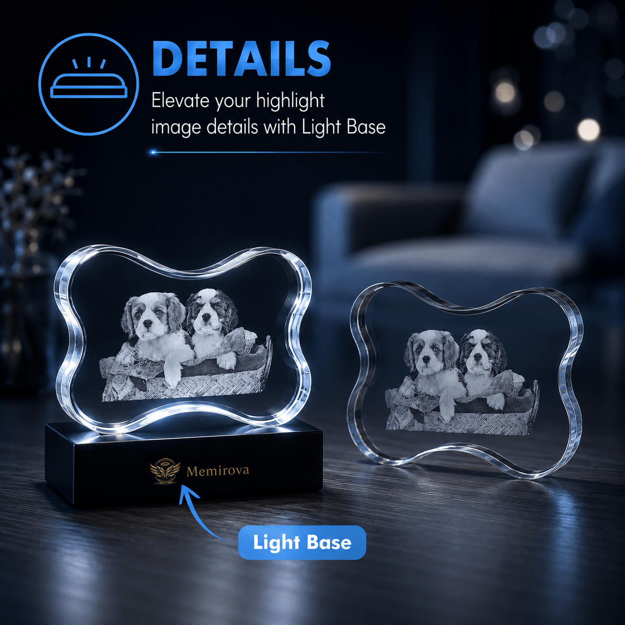 Memirova Mother's Day Faceted Bone Crystal Keepsake Light Base Details-Memirova