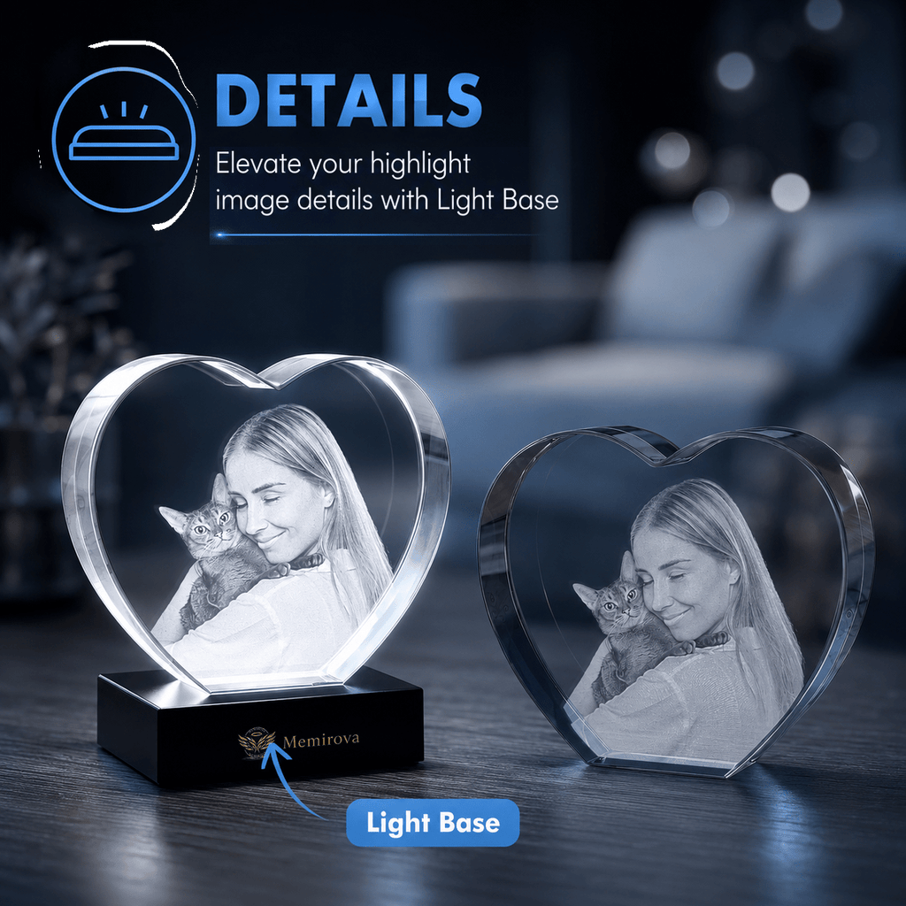 Memirova Heart Keepsake Memory Crystal Light Base Details-Memirova