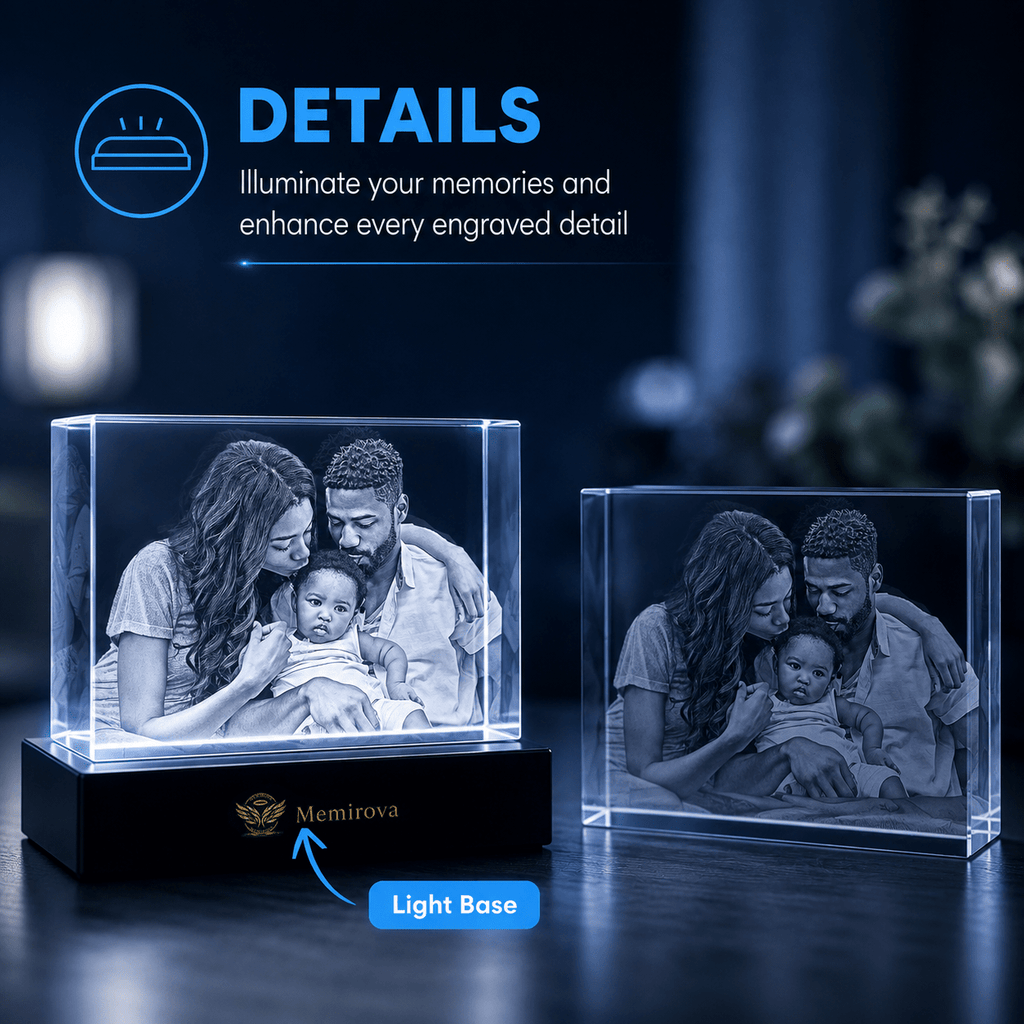 Memirova Mother's Day Custom 3D Crystal Keepsake Light Base Details-Memirova