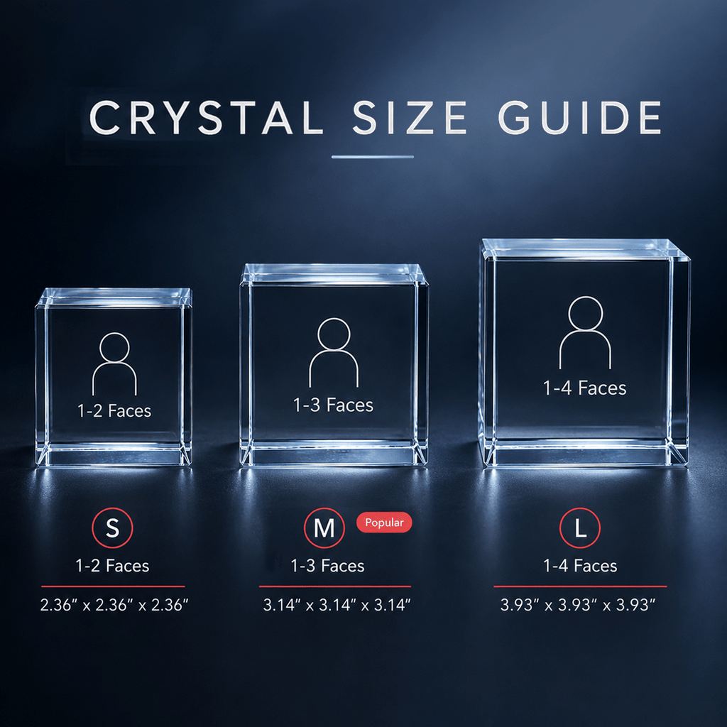 Memirova Faceted Crystal Memorial Keepsake Size Guide-Memirova