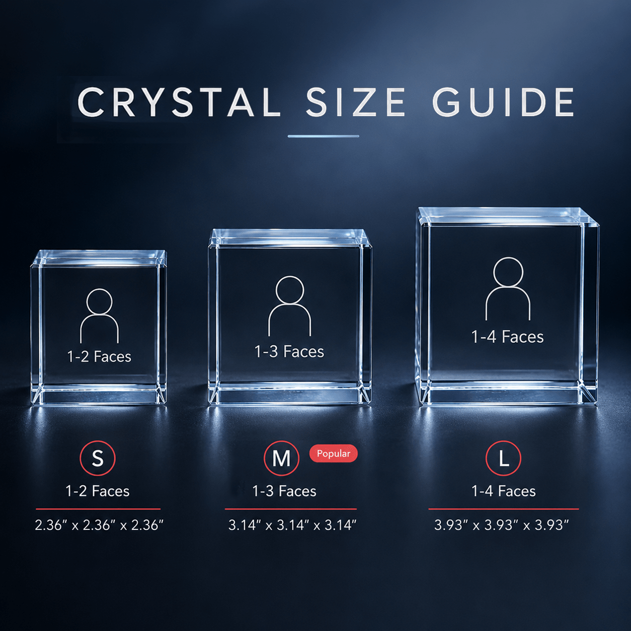Memirova Faceted Crystal Memorial Keepsake Size Guide-Memirova