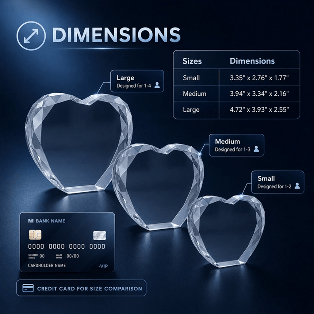 Memirova Forever Yours Faceted Heart Crystal Size Guide-Memirova