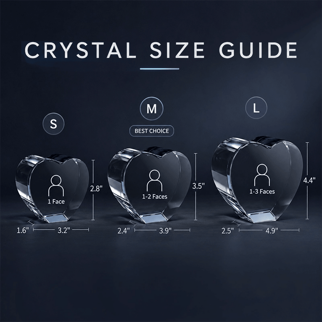 Memirova Pawprints of Love Heart Crystal Keepsake Size Guide-Memirova