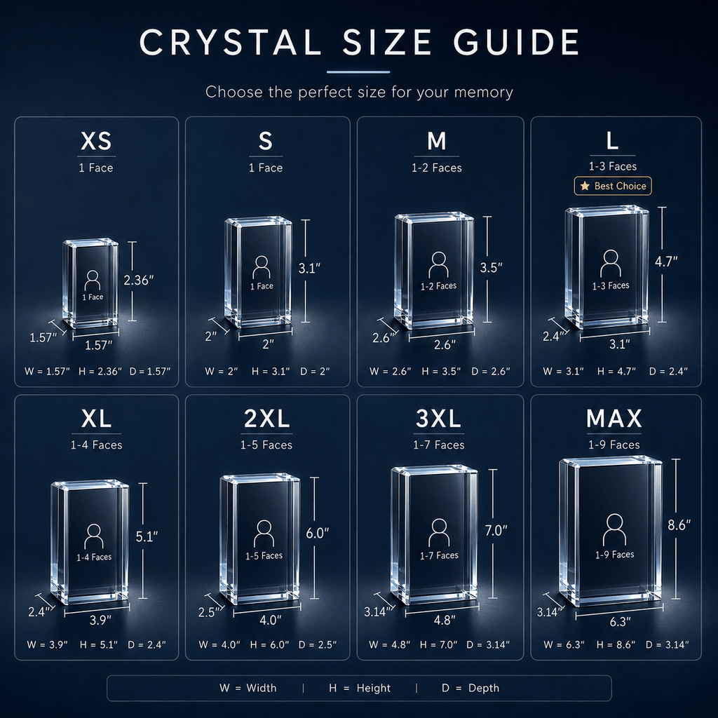Memirova Christmas Memory Crystal Ornament Size Guide-Memirova