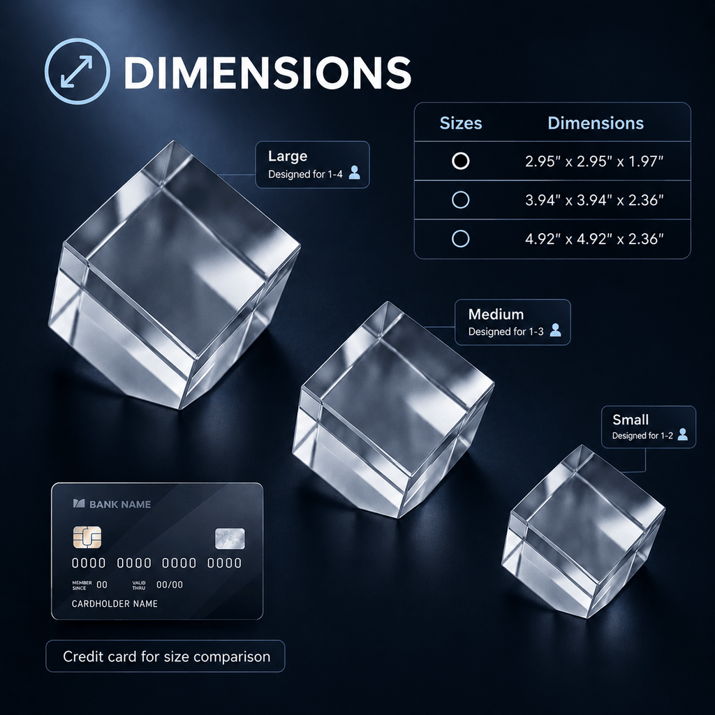 Memirova Memory Crystal Square Keepsake Size Guide-Memirova