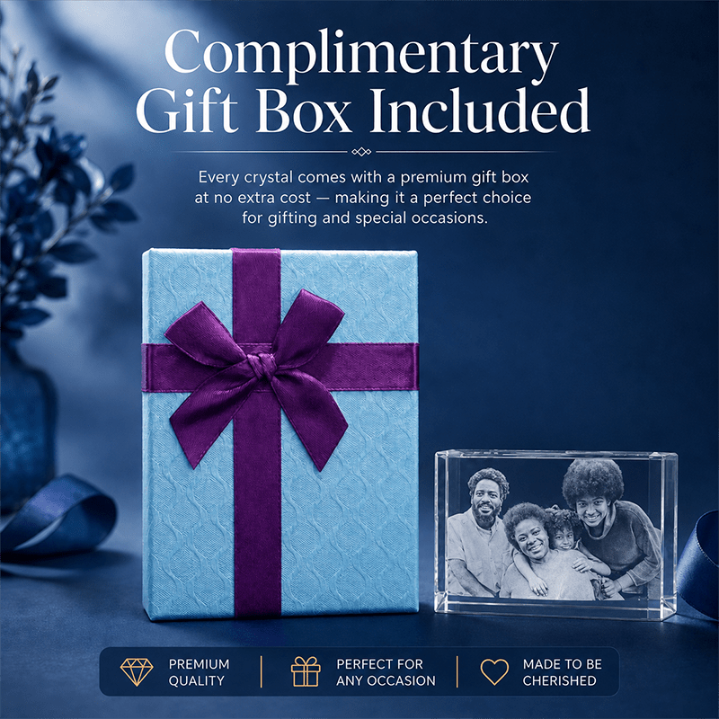 Memirova Wedding Custom Crystal Photo Block Complimentary Gift Box-Memirova