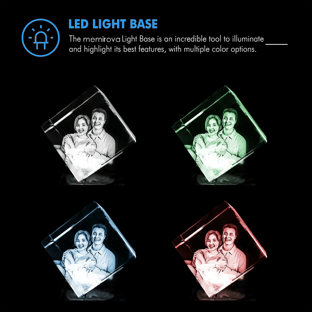 Memirova Wedding Faceted Crystal Centerpiece LED Light Base Color Options-Memirova