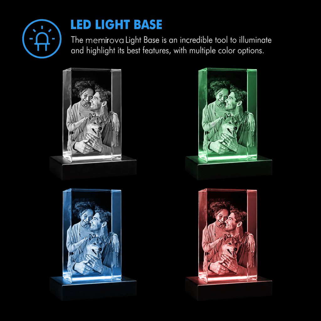 Memirova Graduation Portrait Crystal Keepsake LED Light Base Color Options-Memirova
