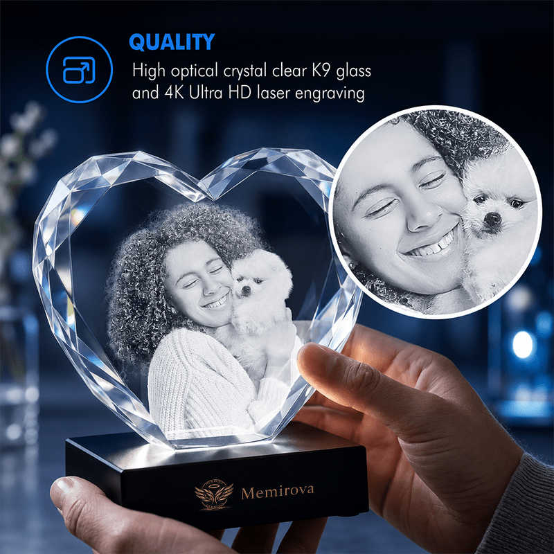 Memirova Faceted Heart Crystal Memorial Keepsake Quality Detail - Memirova