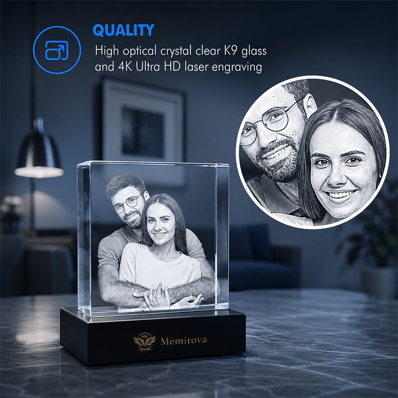 Memirova Milestone Moments Square Photo Crystal Quality Detail - Memirova