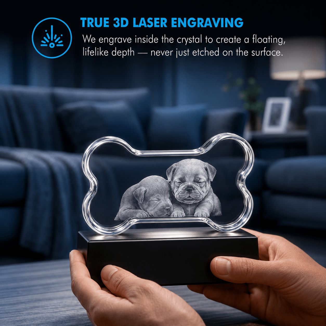 Memirova Faceted Bone Crystal Memorial Keepsake True 3D Laser Engraving-Memirova
