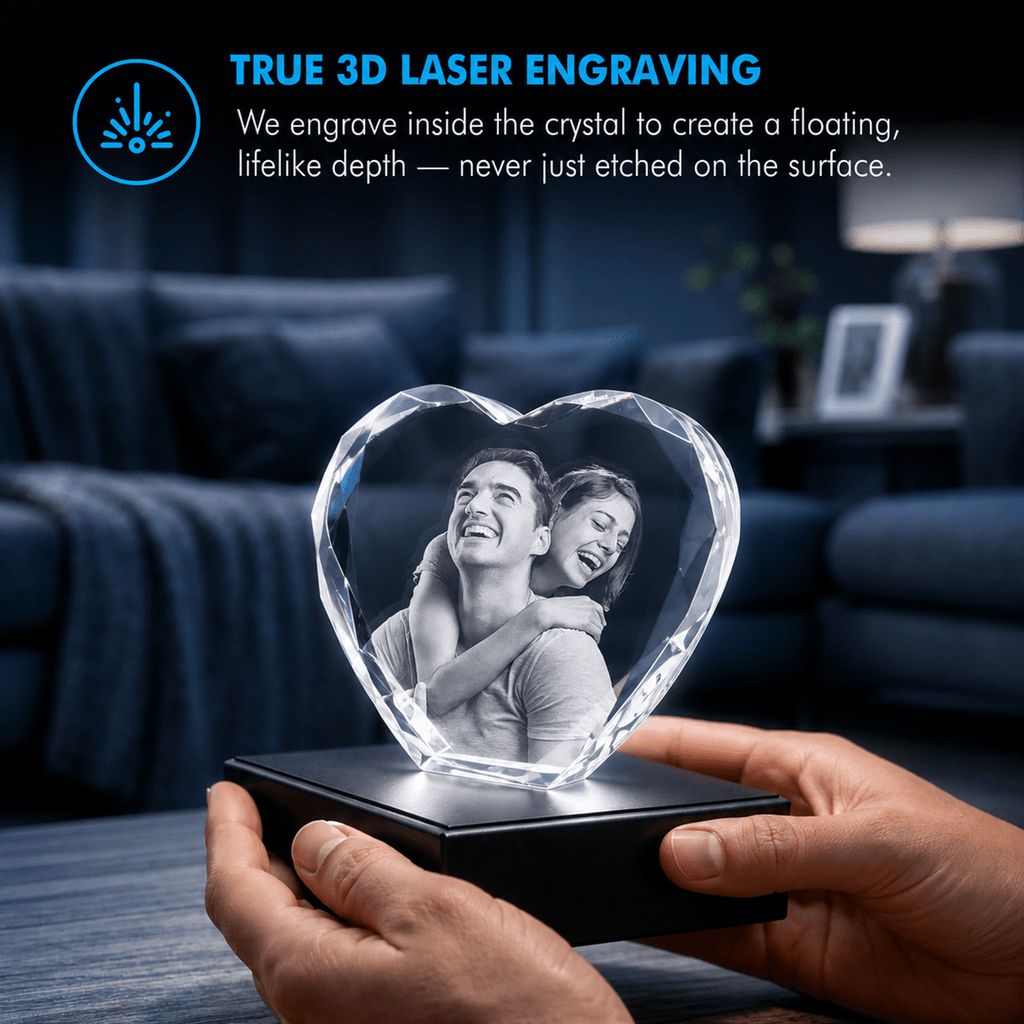 Memirova Christmas Faceted Heart Crystal Gift True 3D Laser Engraving-Memirova