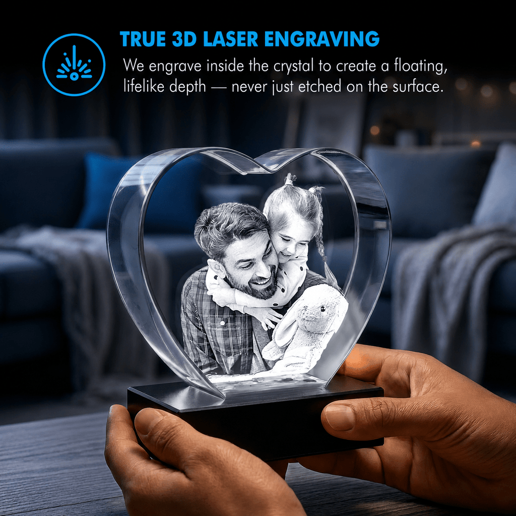 Memirova Heart Keepsake Memory Crystal True 3D Laser Engraving-Memirova