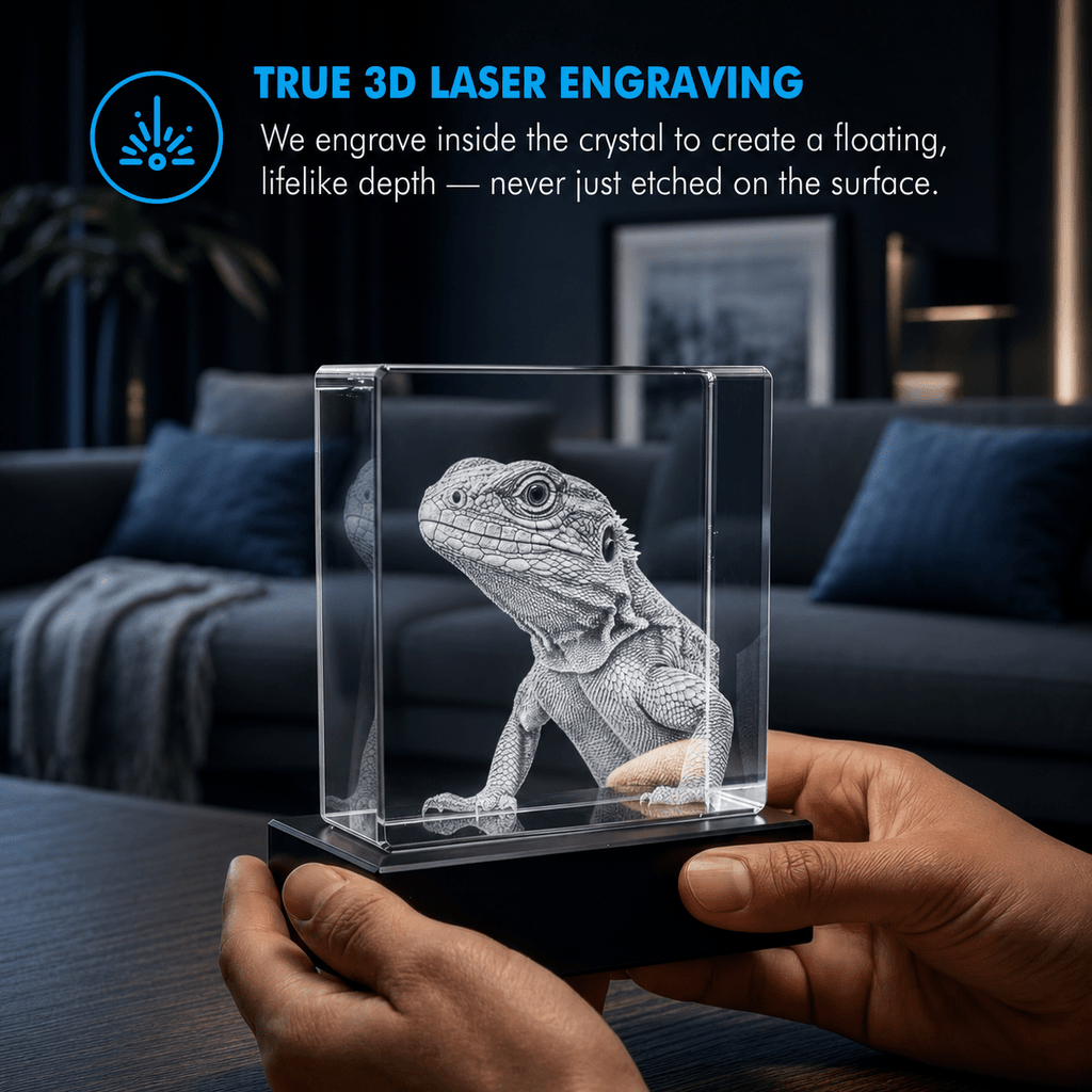 Memirova Forever by My Side Square Pet Crystal True 3D Laser Engraving-Memirova