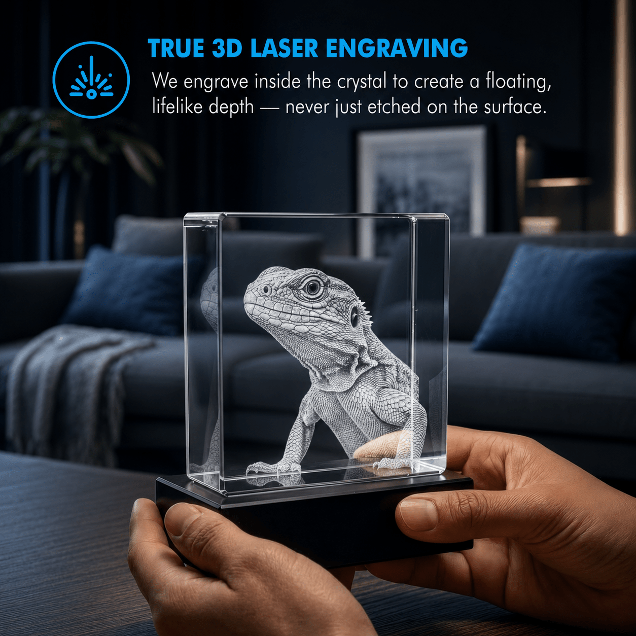 Memirova Milestone Moments Square Photo Crystal True 3D Laser Engraving-Memirova