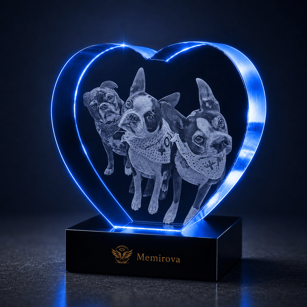 Memirova Pawprints of Love Heart Crystal Keepsake-Memirova