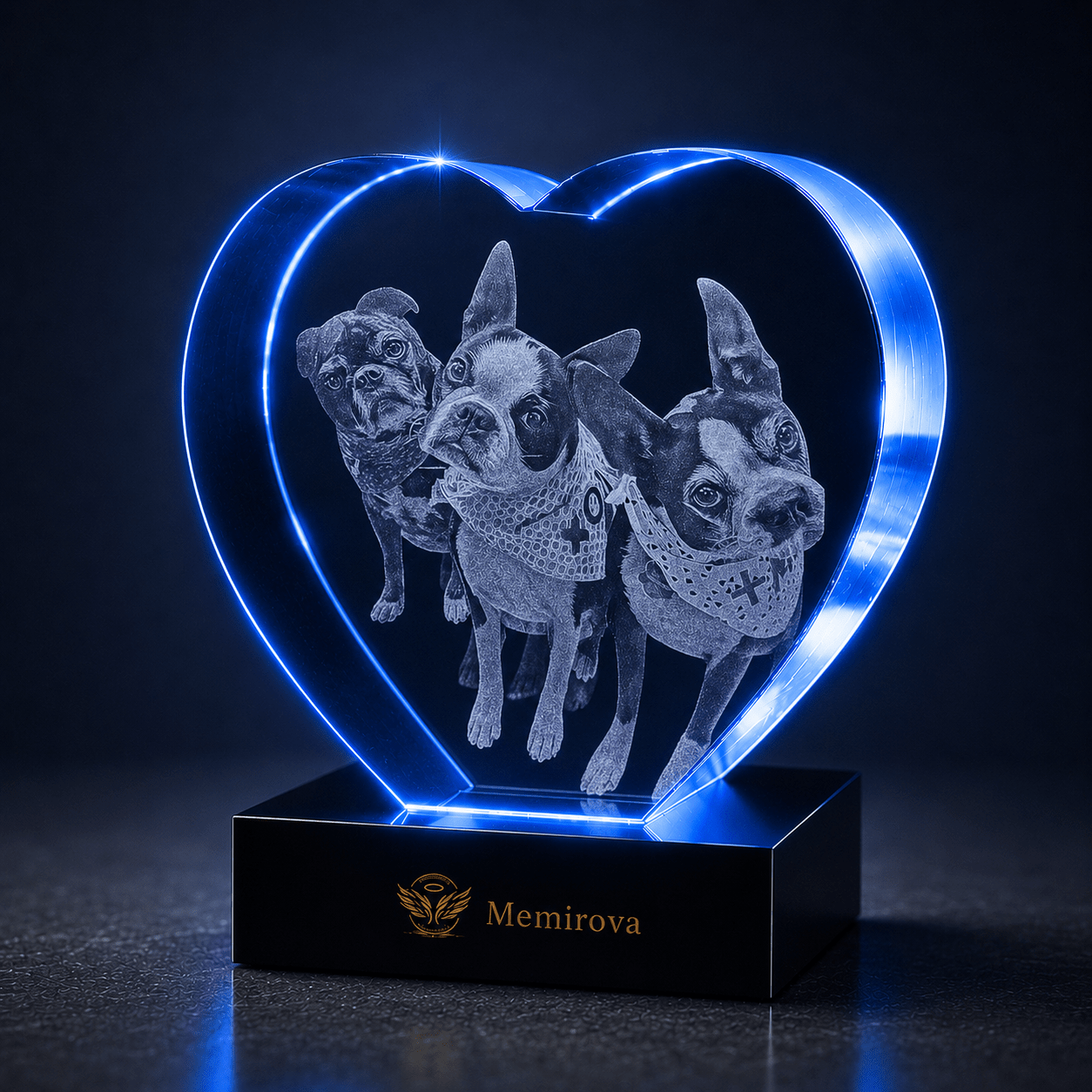 Memirova Pawprints of Love Heart Crystal Keepsake-Memirova