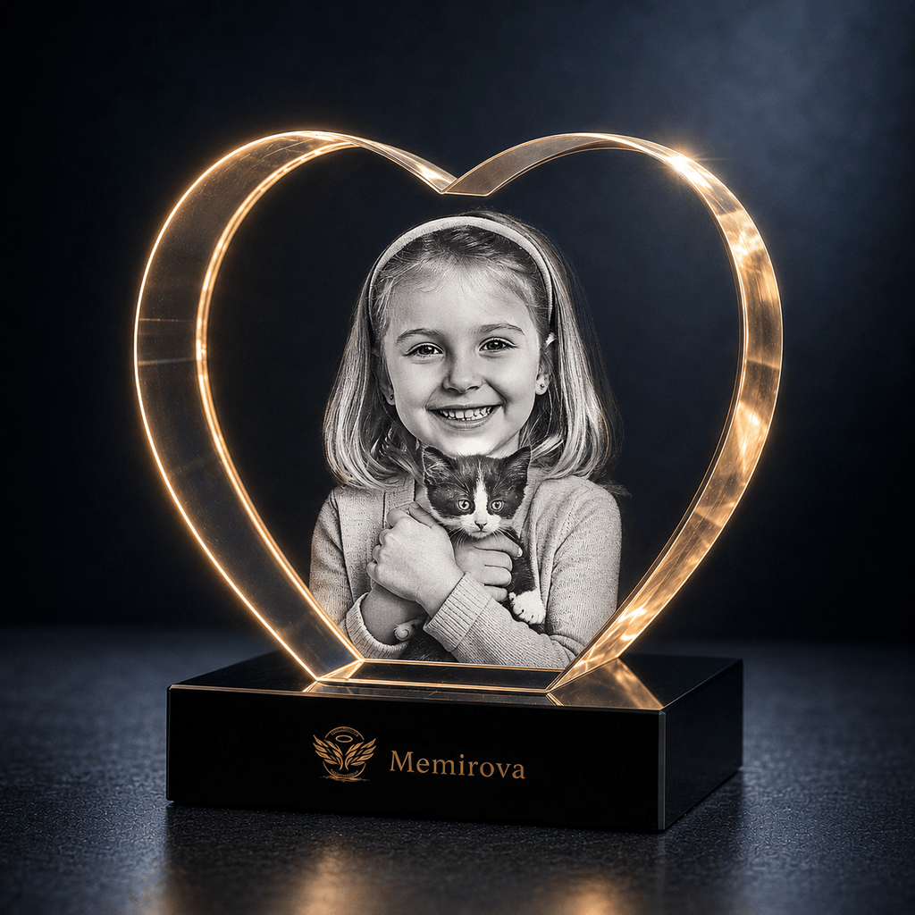 Memirova Pawprints of Love Heart Crystal Keepsake-Memirova