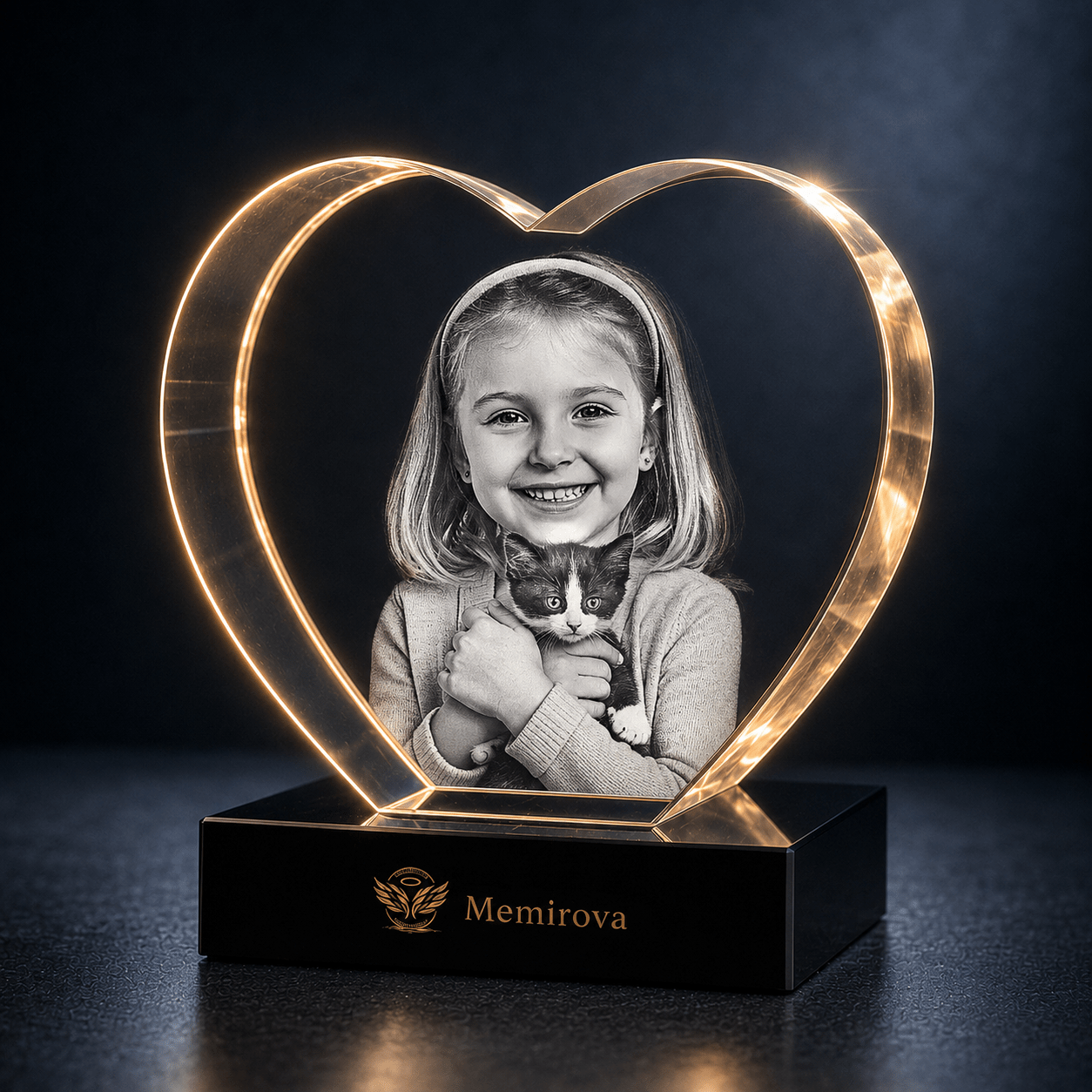 Memirova Pawprints of Love Heart Crystal Keepsake-Memirova