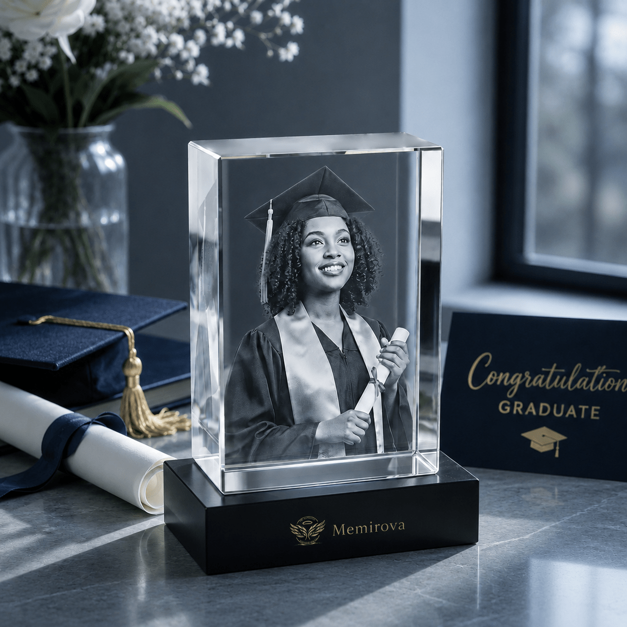 Graduation Portrait Crystal Keepsake-Memirova