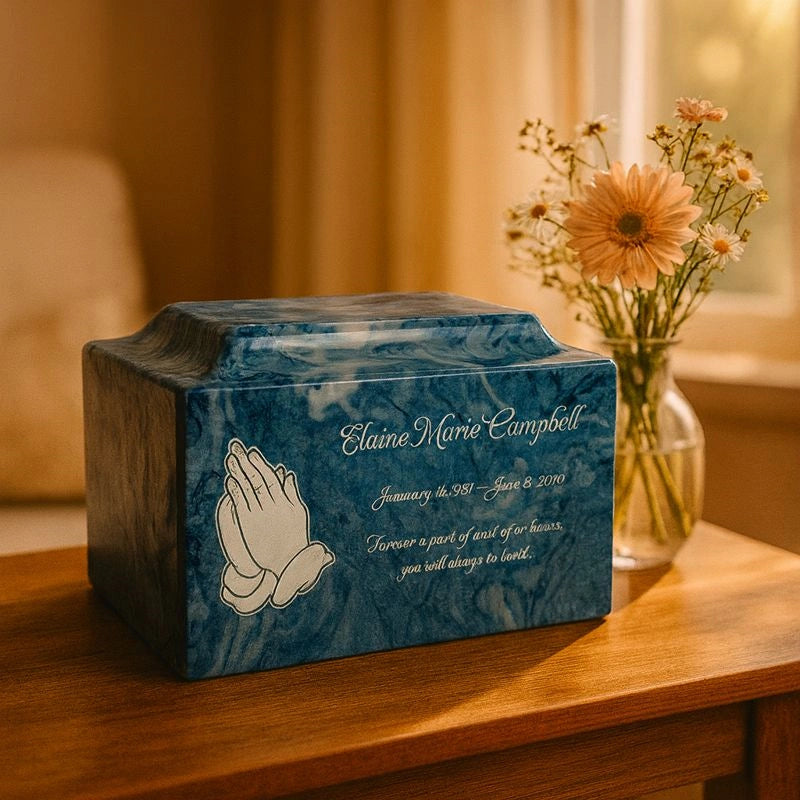 Stone-style adult urn designed for indoor remembrance