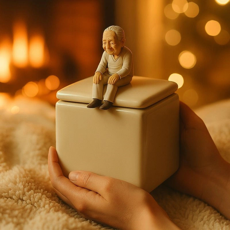 Ceramic adult urn with restrained figurative design