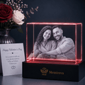 Memirova red-lit horizontal Valentine crystal plaque with couple photo